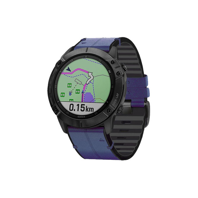 FixPremium - Kožený Řemínek pro Garmin (QuickFit 26mm), modrá
