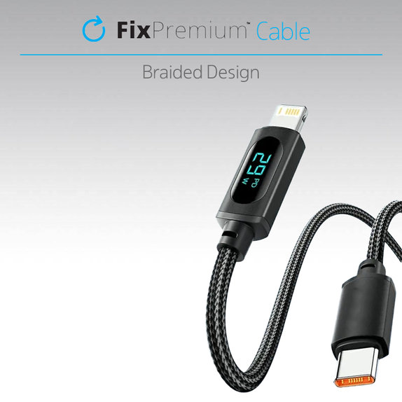 FixPremium - USB-C / USB-C Kabel s Fukncií Power Delivery (1m), černá