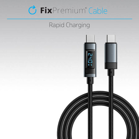 FixPremium - USB-C / USB-C Kabel s Fukncií Power Delivery (1m), černá