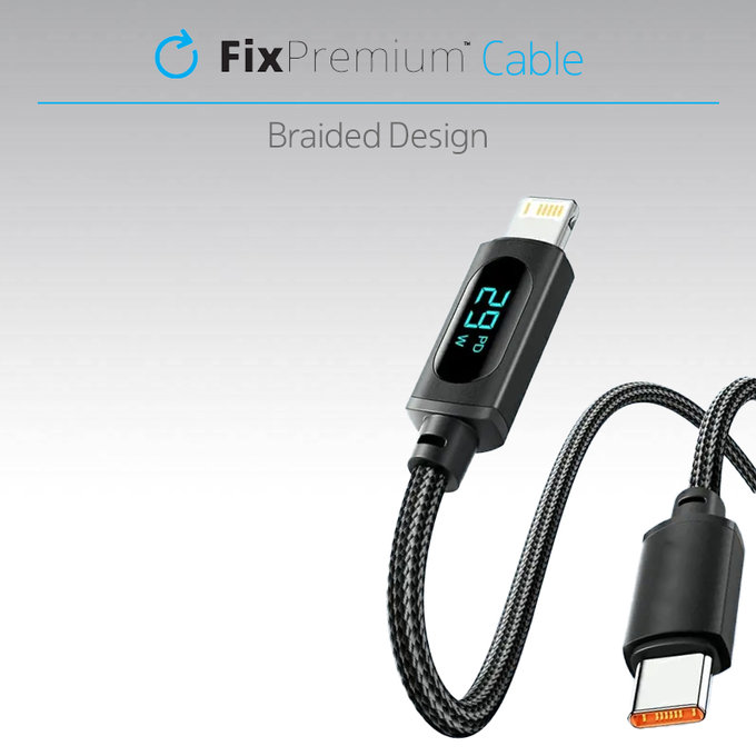 FixPremium - USB-C / USB Kabel s Fukncií Power Delivery (1m), černá
