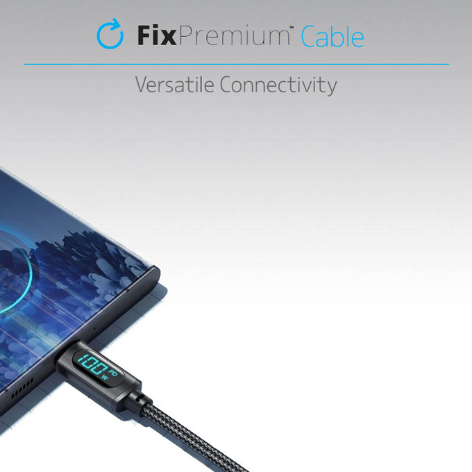 FixPremium - USB-C / USB Kabel s Fukncií Power Delivery (1m), černá