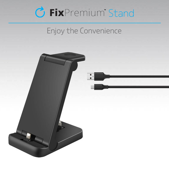 FixPremium - Skladací 3v1 Stojan pro iPhone, Apple Watch a AirPods, černá