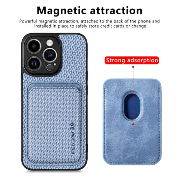 FixPremium - Pouzdro Carbon s MagSafe Wallet pro iPhone 13 mini, černá