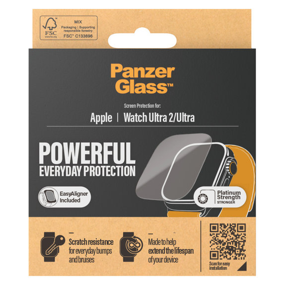 Tvrzené sklo AB pro Apple Watch Ultra 2/Ultra, Čirá, PanzerGlass