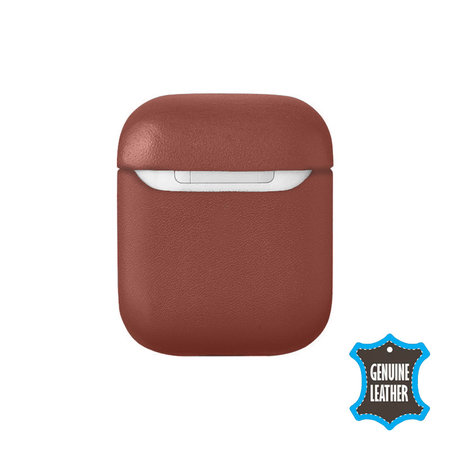 FixPremium - Kožené Pouzdro pro AirPods 1 a 2, hnědá