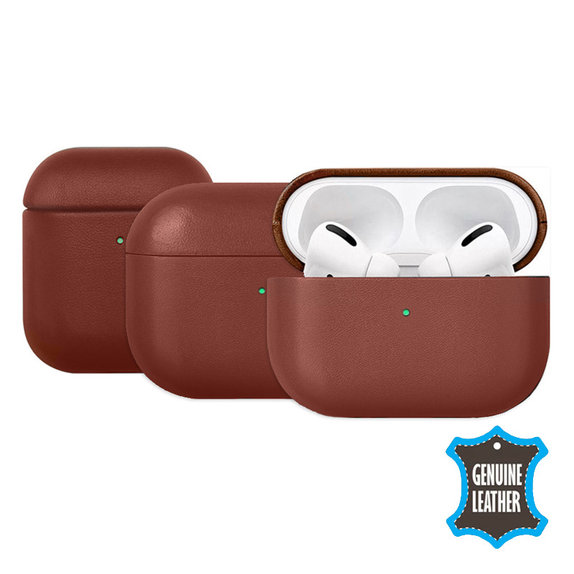 FixPremium - Kožené Pouzdro pro AirPods 1 a 2, hnědá