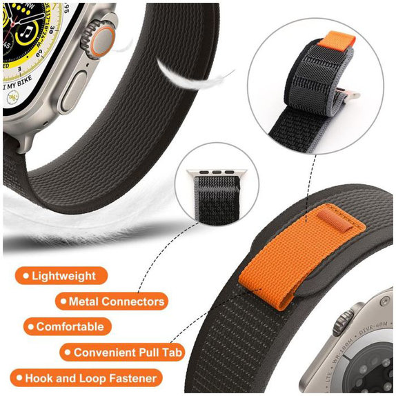 FixPremium - Řemínek Trail Loop pro Apple Watch (42, 44, 45 a 49mm), černá