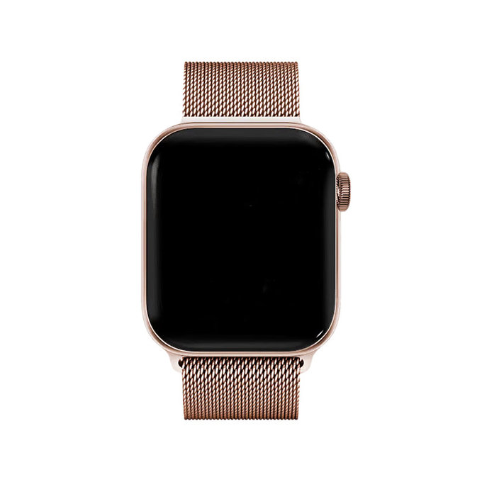 FixPremium - Řemínek Milanese Loop pro Apple Watch (42, 44, 45 a 49mm), rose gold