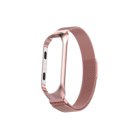 FixPremium - Řemínek Milanese Loop pro Xiaomi Mi Band (5/6/7/7 NFC), rose gold