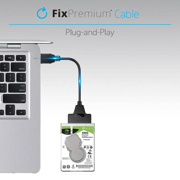 FixPremium - Kabel - USB-C / SATA 2.5", černá