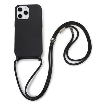 FixPremium - Silikonové Pouzdro so Šňúrkou pro iPhone 11 Pro Max, černá