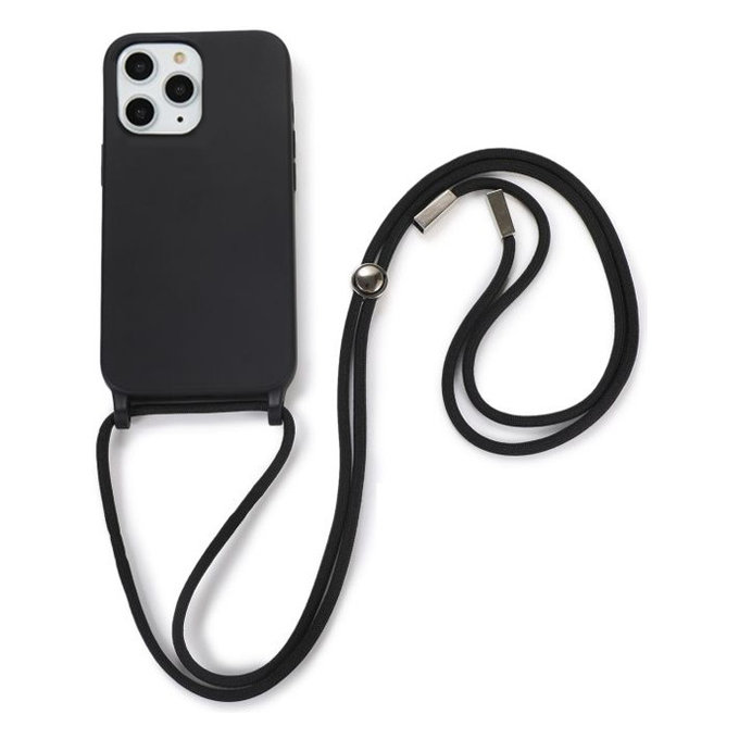 FixPremium - Silikonové Pouzdro so Šňúrkou pro iPhone 11 Pro Max, černá