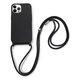 FixPremium - Silikonové Pouzdro so Šňúrkou pro iPhone 12 a 12 Pro, černá