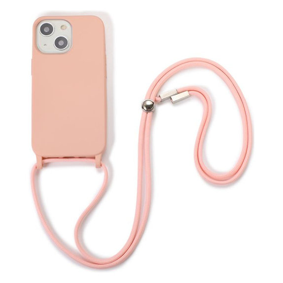 FixPremium - Silikonové Pouzdro so Šňúrkou pro iPhone 14 Plus, růžová