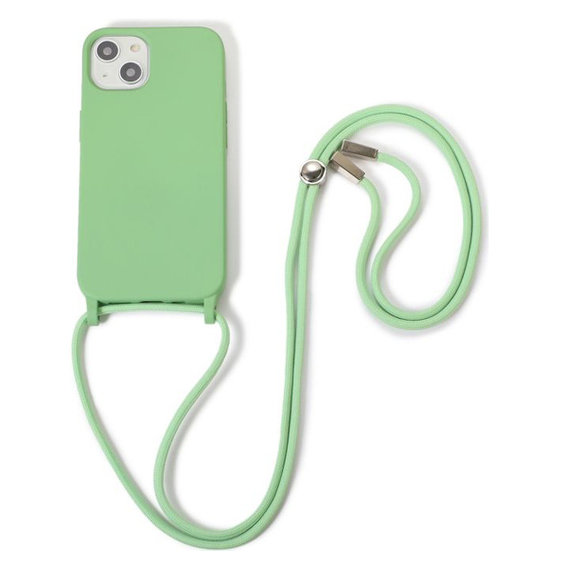 FixPremium - Silikonové Pouzdro so Šňúrkou pro iPhone 13 a 14, zelená