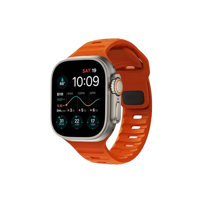 FixPremium - Řemínek Sport Silicone pro Apple Watch (42, 44, 45 a 49mm), oranžová