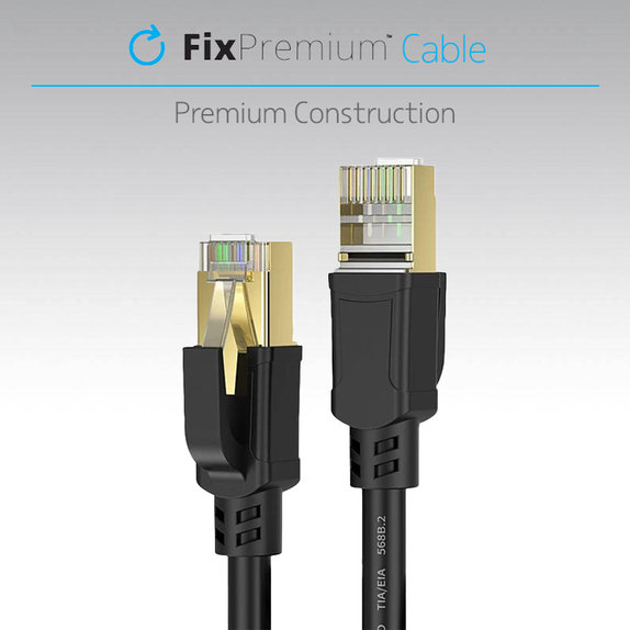 FixPremium - Síťový Kabel - RJ45 / RJ45 (1m), černá
