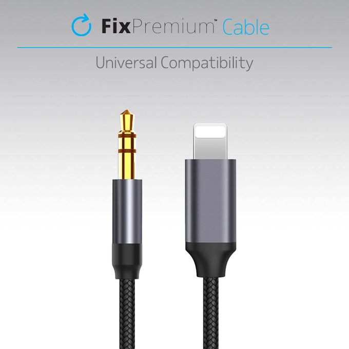 FixPremium - Lightning / Jack 3.5mm Kabel (1m), černá