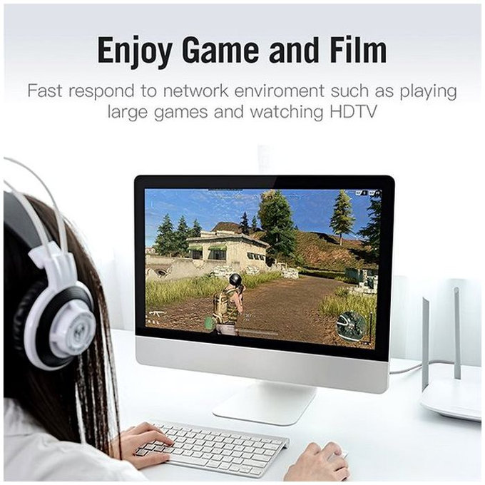 Vention - Síťový Kabel - RJ45 / RJ45 (10m), černá