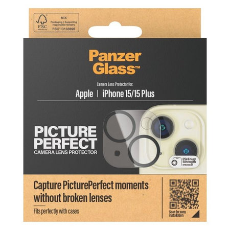 PanzerGlass - Ochranný Kryt Objektivu Fotoaparátu PicturePerfect pro iPhone 15 a 15 Plus, transparentná