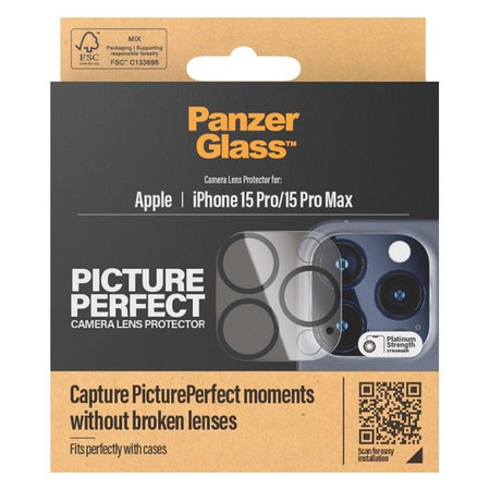 PanzerGlass - Ochranný Kryt Objektivu Fotoaparátu PicturePerfect pro iPhone 15 Pro a 15 Pro Max, transparentná