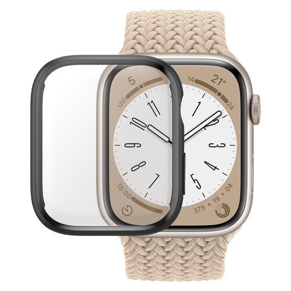 Tvrzené sklo Full Body D3O pro Apple Watch 9/8/7 45 mm, Černá, PanzerGlass