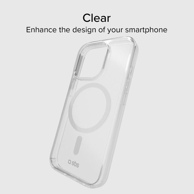 SBS - Puzdro Light Mag s MagSafe pro iPhone 15 Pro, transparentní