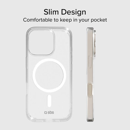 SBS - Puzdro Light Mag s MagSafe pro iPhone 15 Pro, transparentní