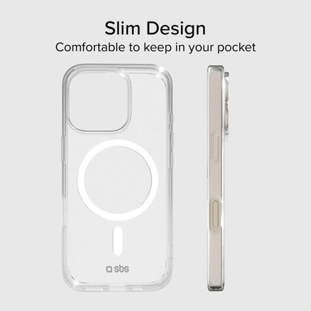 SBS - Puzdro Light Mag s MagSafe pro iPhone 15 Pro Max, transparentní