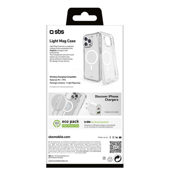 SBS - Puzdro Light Mag s MagSafe pro iPhone 15 Pro Max, transparentní