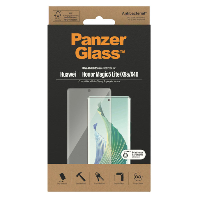 Tvrzené sklo UWF pro Honor Magic5 Lite, Černá, PanzerGlass