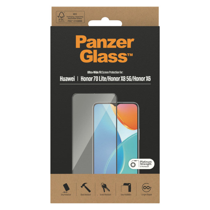 Tvrzené sklo UWF pro Honor 70 Lite, Černá, PanzerGlass