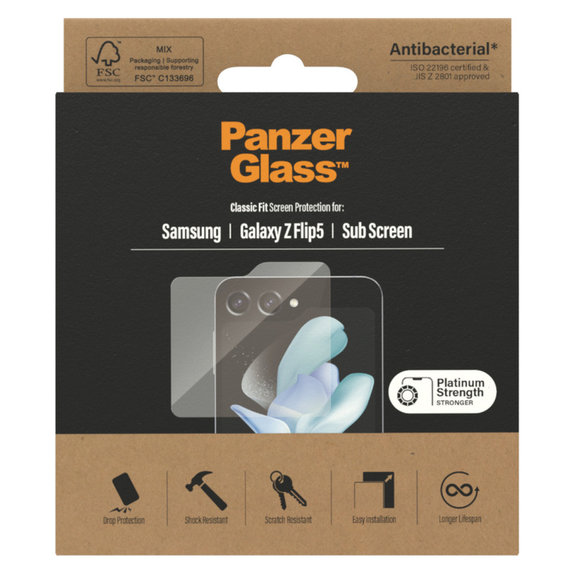 Tvrzené sklo AB pro Samsung Galaxy Z Flip5 5G, Čirá, PanzerGlass