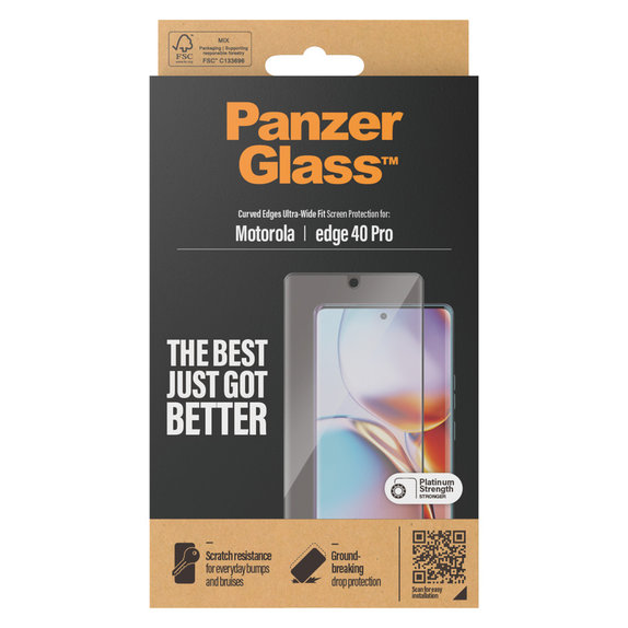 Tvrzené sklo UWF pro Motorola Edge 40 Pro, Černá, PanzerGlass