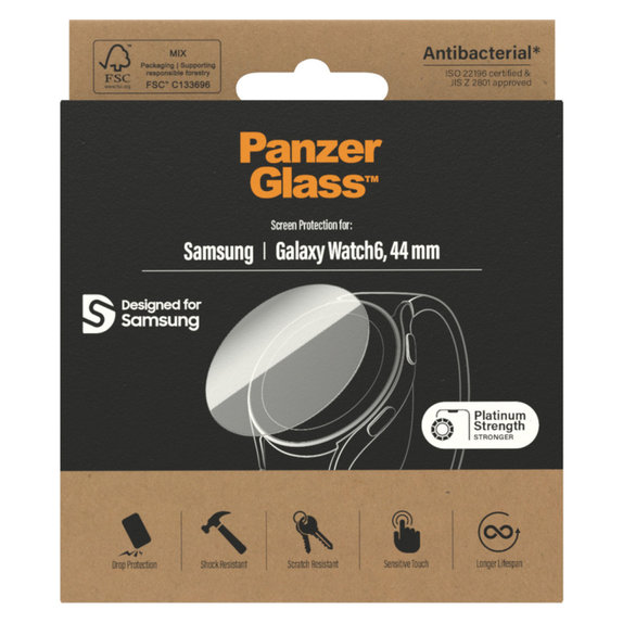 Tvrzené sklo Flat Glass AB pro Samsung Galaxy Watch6 44 mm, Čirá, PanzerGlass
