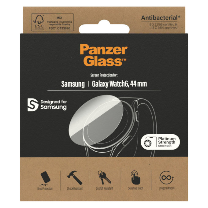 Tvrzené sklo Flat Glass AB pro Samsung Galaxy Watch6 44 mm, Čirá, PanzerGlass