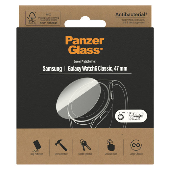 Tvrzené sklo Flat Glass AB pro Samsung Galaxy Watch6 47 mm, Čirá, PanzerGlass