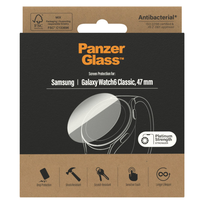 Tvrzené sklo Flat Glass AB pro Samsung Galaxy Watch6 47 mm, Čirá, PanzerGlass