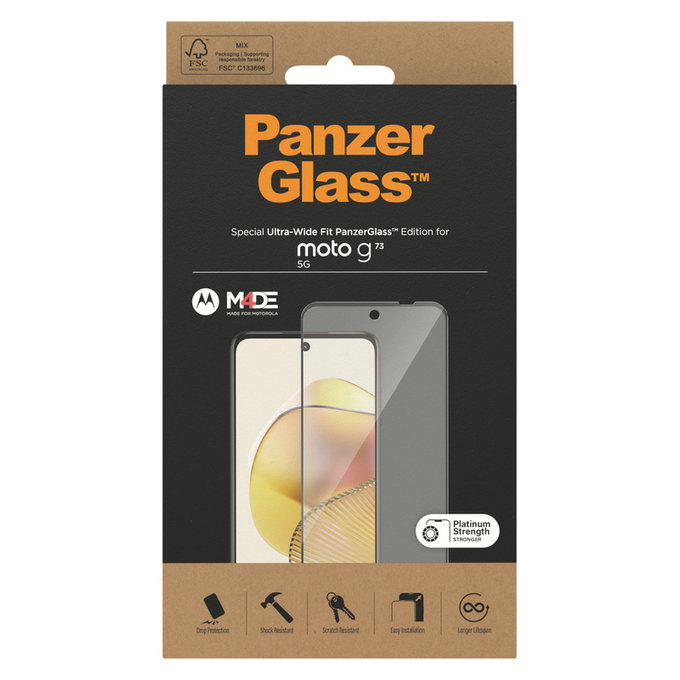 Tvrzené sklo UWF pro Motorola Moto G73 5G, Černá, PanzerGlass