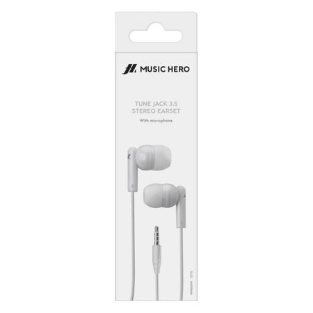 Music Hero - Stereo Sluchátka Tune, Jack 3.5mm, bílá