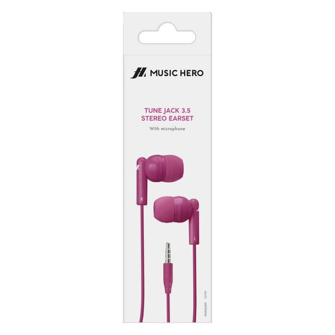 Music Hero - Stereo Sluchátka Tune, Jack 3.5mm, růžová