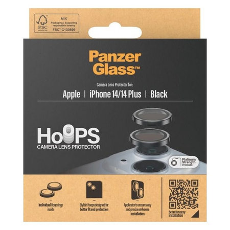 PanzerGlass - Ochranný kryt Objektívu Fotoaparátu Hoops pro iPhone 14 a 14 Plus, černá