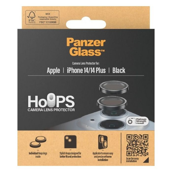 PanzerGlass - Ochranný kryt Objektívu Fotoaparátu Hoops pro iPhone 14 a 14 Plus, černá