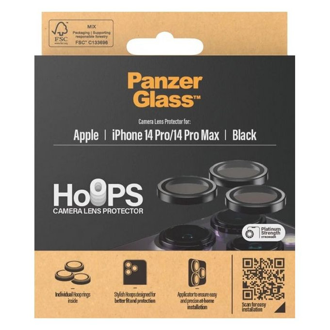 PanzerGlass - Ochranný kryt Objektívu Fotoaparátu Hoops pro iPhone 14 Pro a 14 Pro Max, černá