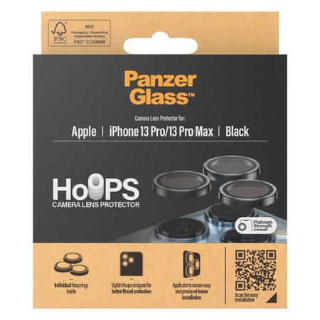 PanzerGlass - Ochranný kryt Objektívu Fotoaparátu Hoops pro iPhone 13 Pro a 13 Pro Max, černá