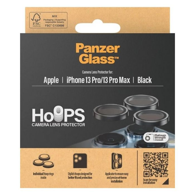 PanzerGlass - Ochranný kryt Objektívu Fotoaparátu Hoops pro iPhone 13 Pro a 13 Pro Max, černá
