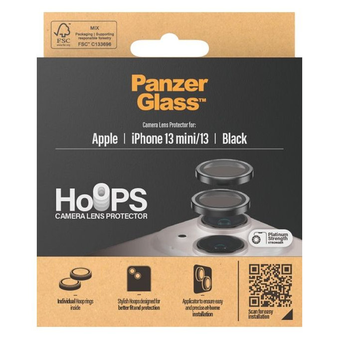 PanzerGlass - Ochranný kryt Objektívu Fotoaparátu Hoops pro iPhone 13 a 13 mini, černá