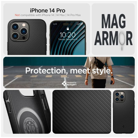 Spigen - Pouzdro Mag Armor s MagSafe pro iPhone 14 Pro, matte black