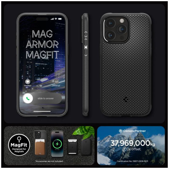 Spigen - Pouzdro Mag Armor s MagSafe pro iPhone 15 Pro Max, Matte Black
