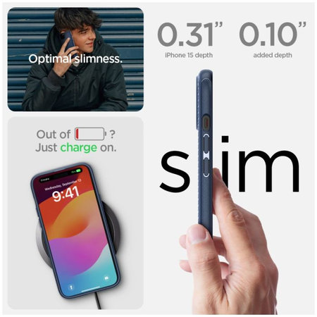 Spigen - Pouzdro Mag Armor s MagSafe pro iPhone 15, navy blue